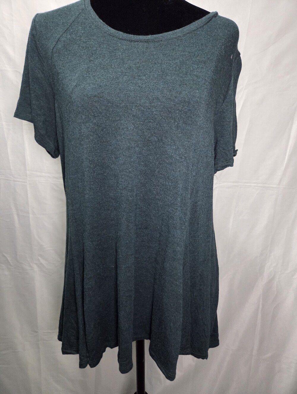Apt. 9 Short Sleeve Scoop Neck Tunic Top - Dark Teal